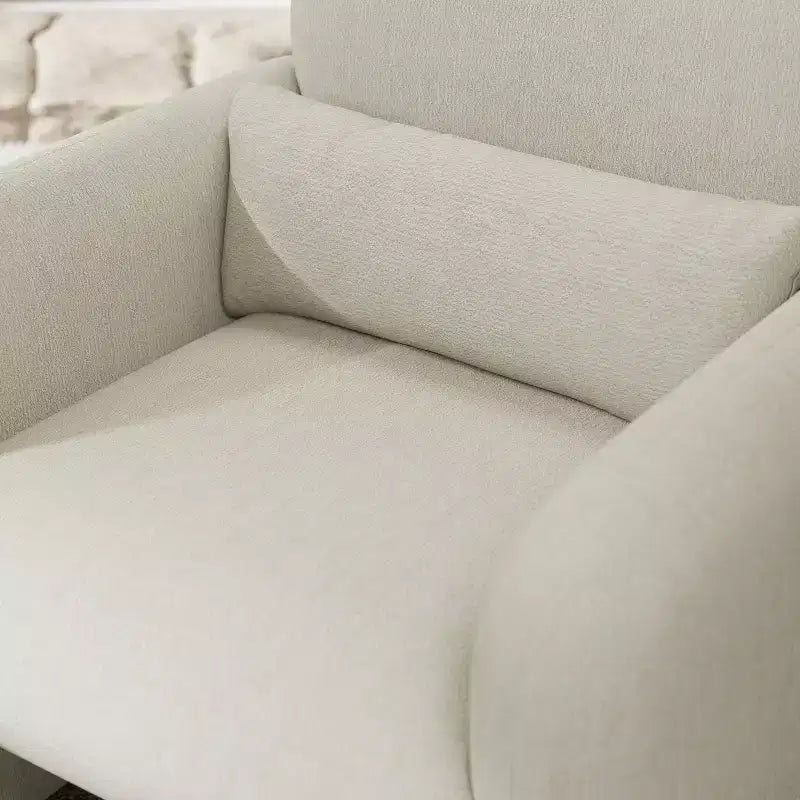 Poltrona a pozzetto imbottita moderna Roundhill Furniture Dylan, bianco crema