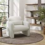 Poltrona a pozzetto imbottita moderna Roundhill Furniture Dylan, bianco crema
