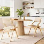 MAYEERTY Set di 2 sedie da pranzo in legno pieghevoli e impilabili per sala da pranzo, seduta e schienale intrecciati, naturali
