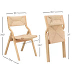 MAYEERTY Set di 2 sedie da pranzo in legno pieghevoli e impilabili per sala da pranzo, seduta e schienale intrecciati, naturali
