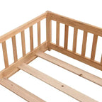 Okak Struttura Letto in Legno Massello Singolo, Struttura Letto a Pavimento con Sponde di Sicurezza e Supporto a Doghe, Letto per Bambini per Camera da Letto