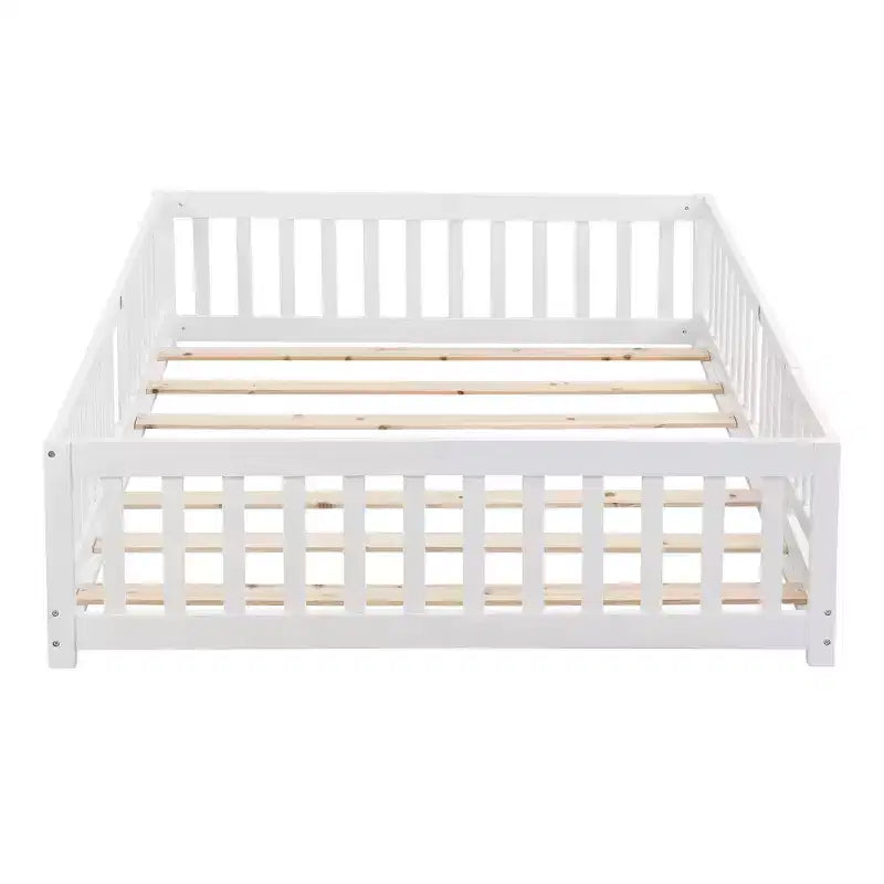 Okak Struttura Letto in Legno Massello Singolo, Struttura Letto a Pavimento con Sponde di Sicurezza e Supporto a Doghe, Letto per Bambini per Camera da Letto