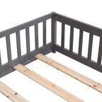 Okak Struttura Letto in Legno Massello Singolo, Struttura Letto a Pavimento con Sponde di Sicurezza e Supporto a Doghe, Letto per Bambini per Camera da Letto