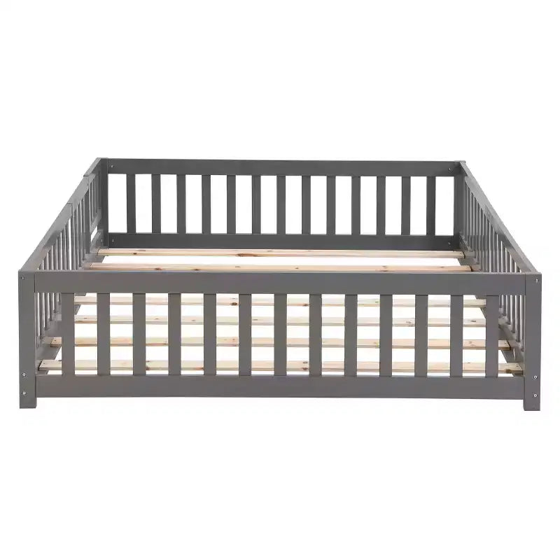 Okak Struttura Letto in Legno Massello Singolo, Struttura Letto a Pavimento con Sponde di Sicurezza e Supporto a Doghe, Letto per Bambini per Camera da Letto