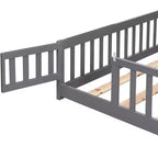 Okak Struttura Letto in Legno Massello Singolo, Struttura Letto a Pavimento con Sponde di Sicurezza e Supporto a Doghe, Letto per Bambini per Camera da Letto