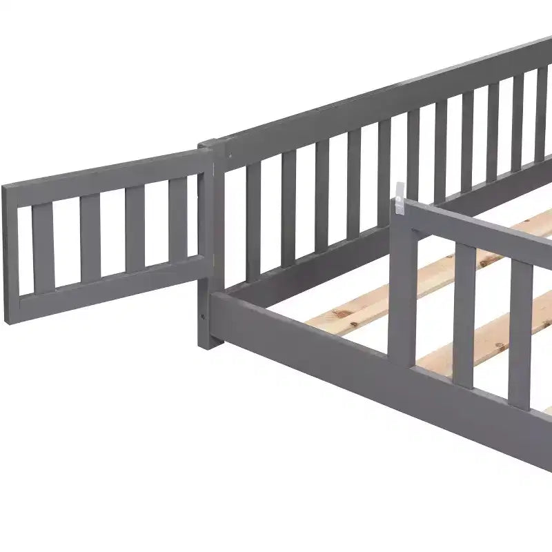 Okak Struttura Letto in Legno Massello Singolo, Struttura Letto a Pavimento con Sponde di Sicurezza e Supporto a Doghe, Letto per Bambini per Camera da Letto