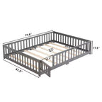 Okak Struttura Letto in Legno Massello Singolo, Struttura Letto a Pavimento con Sponde di Sicurezza e Supporto a Doghe, Letto per Bambini per Camera da Letto