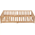 Okak Struttura Letto in Legno Massello Singolo, Struttura Letto a Pavimento con Sponde di Sicurezza e Supporto a Doghe, Letto per Bambini per Camera da Letto