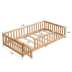 Okak Struttura Letto in Legno Massello Singolo, Struttura Letto a Pavimento con Sponde di Sicurezza e Supporto a Doghe, Letto per Bambini per Camera da Letto