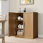 36x31x16 Wood Accent Cabinet in Natural Color, Storage Organizer with Adjustable Shelves for Kitchen Bedroom Entryway Living Room Dinning Room