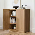 Mobiletto Accentato in Legno 36x31x16 in Colore Naturale, Organizzatore di Stoccaggio con Ripiani Regolabili per Cucina Camera da Letto Ingresso Soggiorno Sala da Pranzo