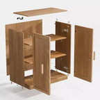Mobiletto Accentato in Legno 36x31x16 in Colore Naturale, Organizzatore di Stoccaggio con Ripiani Regolabili per Cucina Camera da Letto Ingresso Soggiorno Sala da Pranzo