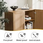 Mobiletto Accentato in Legno 36x31x16 in Colore Naturale, Organizzatore di Stoccaggio con Ripiani Regolabili per Cucina Camera da Letto Ingresso Soggiorno Sala da Pranzo