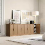 Mobiletto Accentato in Legno 36x31x16 in Colore Naturale, Organizzatore di Stoccaggio con Ripiani Regolabili per Cucina Camera da Letto Ingresso Soggiorno Sala da Pranzo