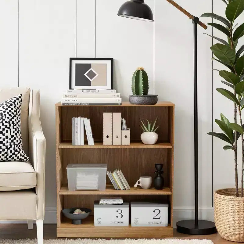 [36 pollici | Ripiano aperto] Mobile decorativo in legno naturale senza ante (scaffale a più livelli + design moderno)
