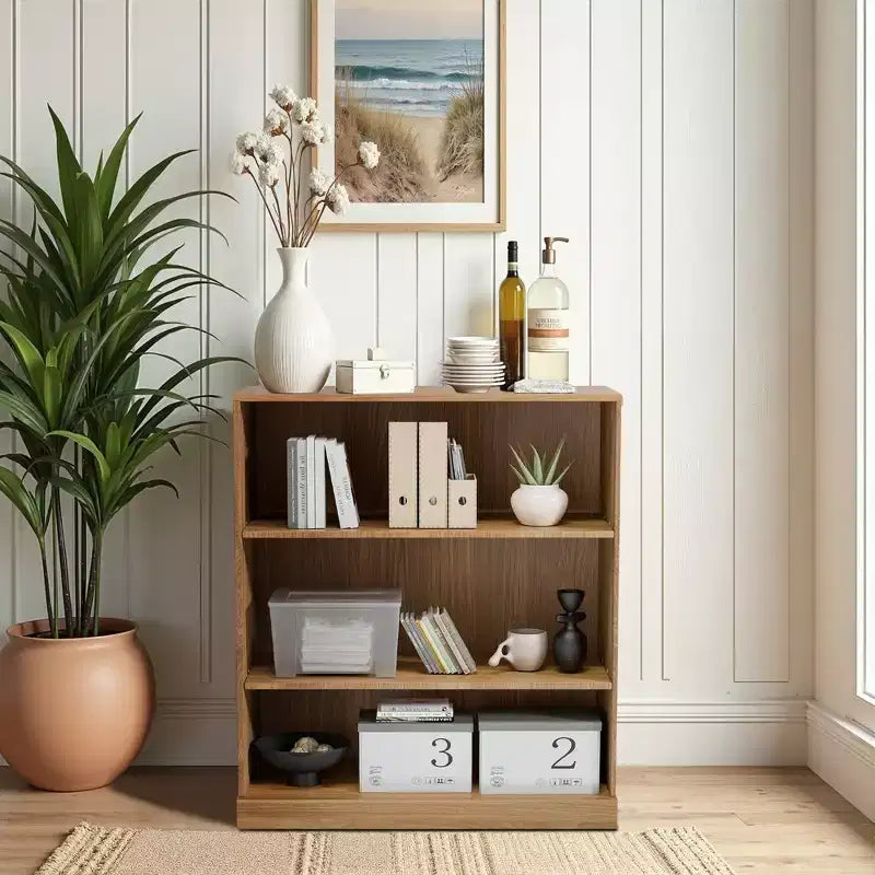 [36 pollici | Ripiano aperto] Mobile decorativo in legno naturale senza ante (scaffale a più livelli + design moderno)