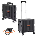VEVOR Foldable Utility Cart, 110 lbs Load Capacity, Folding Portable Rolling Crate Handcart with Heavy Duty Telescoping Handle and 4 Rotate Wheels