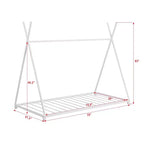 Struttura Letto Singolo Okak, Letto a Piattaforma Singolo in Metallo con Struttura a Triangolo per Camera da Letto, Bianco