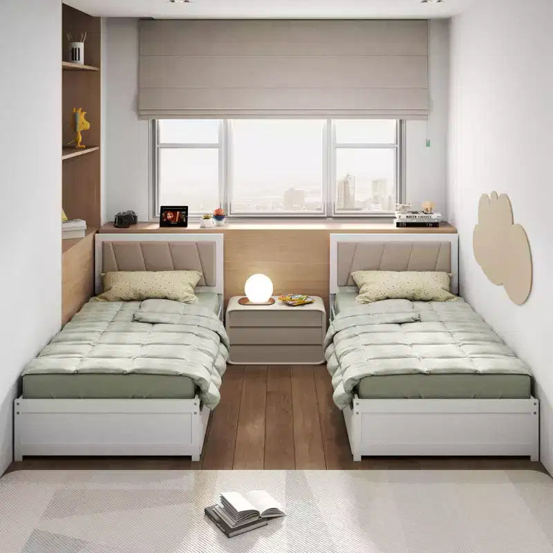 Costway Struttura Letto Singolo con 2 Cassetti Contenitore Testiera Imbottita Struttura in Legno