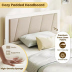 Costway Struttura Letto Singolo con 2 Cassetti Contenitore Testiera Imbottita Struttura in Legno