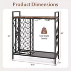 Costway Portabottiglie da Vino da Terra per 21 Bottiglie con Scaffale Contenitore Nero & Oro / Marrone