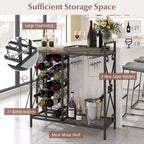 Costway Portabottiglie da Vino da Terra per 21 Bottiglie con Scaffale Contenitore Nero & Oro / Marrone