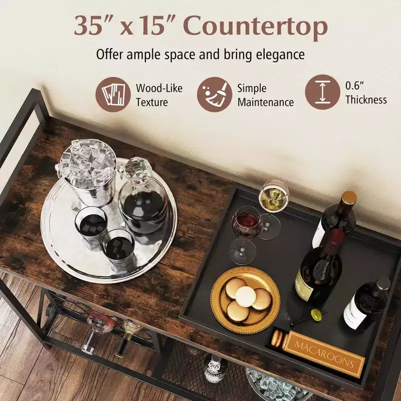 Costway Portabottiglie da Vino da Terra per 21 Bottiglie con Scaffale Contenitore Nero & Oro / Marrone