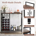 Costway Portabottiglie da Vino da Terra per 21 Bottiglie con Scaffale Contenitore Nero & Oro / Marrone