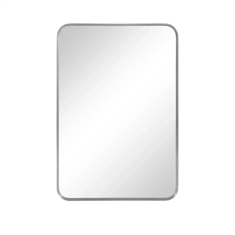 Specchio da bagno rettangolare 32x22 con cornice in lega di alluminio, specchio da parete per camera da letto, soggiorno, ingresso, argento