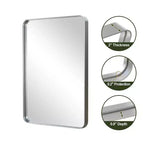 Specchio da bagno rettangolare 32x22 con cornice in lega di alluminio, specchio da parete per camera da letto, soggiorno, ingresso, argento