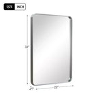 Specchio da bagno rettangolare 32x22 con cornice in lega di alluminio, specchio da parete per camera da letto, soggiorno, ingresso, argento
