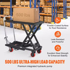 Carrello Elevatore Idraulico VEVOR, Capacità 226 kg, Altezza di Sollevamento 72,4 cm, Tavolo Elevatore Manuale a Forbice Singola con 4 Ruote e Cuscinetto Antiscivolo