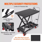 Carrello Elevatore Idraulico VEVOR, Capacità 226 kg, Altezza di Sollevamento 72,4 cm, Tavolo Elevatore Manuale a Forbice Singola con 4 Ruote e Cuscinetto Antiscivolo
