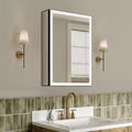 Grand LED Medicine Cabinet with Mirror, Recessed/ Wall Mounted Bathroom Cabinet, Dimmable, 3-Mode Light, Anti-Fog, Adjustable Shelves, Black