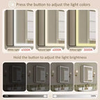 Specchiera Contenitore a LED Grande, Mobiletto da Bagno con Specchio da Incasso/Montaggio a Parete, Dimmerabile, Luce a 3 Modalità, Anti-Appannamento, Ripiani Regolabili, Nero