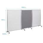 ECR4Kids Divisorio da Stanza Mobile con Lavagna Magnetica a Secco e Flanella, 3 Pannelli, Materiale Scolastico