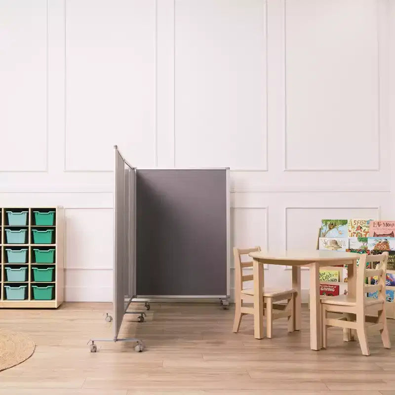 ECR4Kids Divisorio da Stanza Mobile con Lavagna Magnetica a Secco e Flanella, 3 Pannelli, Materiale Scolastico