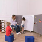 ECR4Kids Divisorio da Stanza Mobile con Lavagna Magnetica a Secco e Flanella, 3 Pannelli, Materiale Scolastico