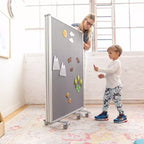 ECR4Kids Divisorio da Stanza Mobile con Lavagna Magnetica a Secco e Flanella, 3 Pannelli, Materiale Scolastico