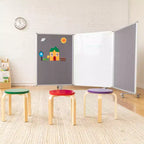 ECR4Kids Divisorio da Stanza Mobile con Lavagna Magnetica a Secco e Flanella, 3 Pannelli, Materiale Scolastico