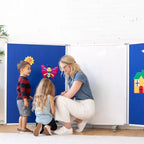 ECR4Kids Divisorio da Stanza Mobile con Lavagna Magnetica a Secco e Flanella, 3 Pannelli, Materiale Scolastico