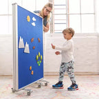 ECR4Kids Divisorio da Stanza Mobile con Lavagna Magnetica a Secco e Flanella, 3 Pannelli, Materiale Scolastico