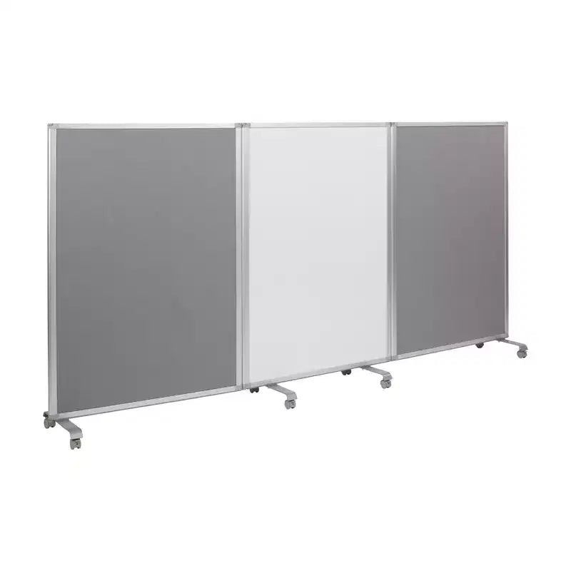 ECR4Kids Divisorio da Stanza Mobile con Lavagna Magnetica a Secco e Flanella, 3 Pannelli, Materiale Scolastico