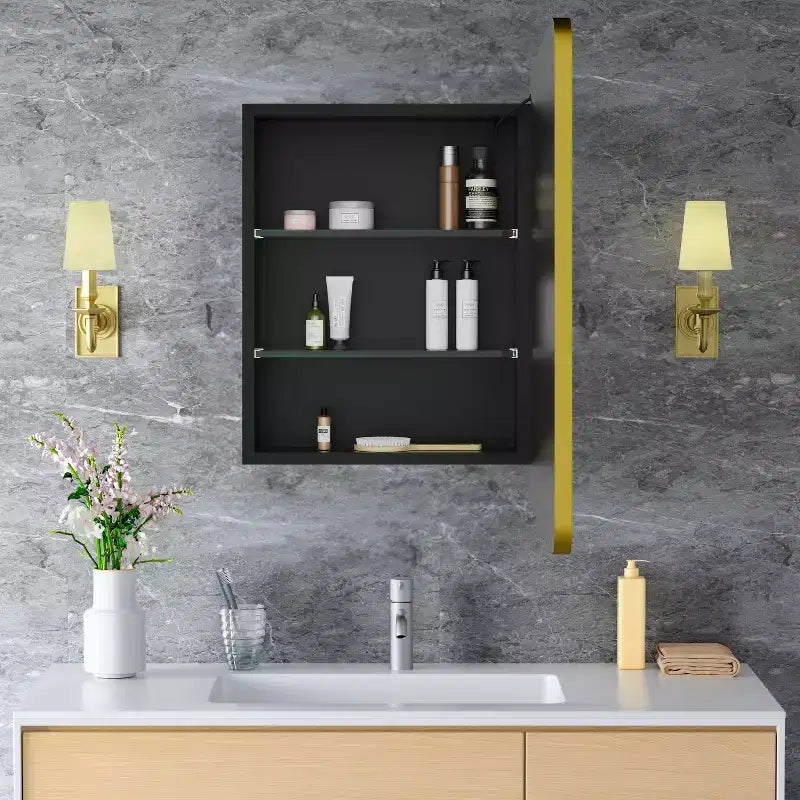 Aris Armadietto a specchio LED, Incasso/Montaggio a parete, Dimmerabile, Luce a 3 modalità, Antiappannamento, Ripiani regolabili, Bianco