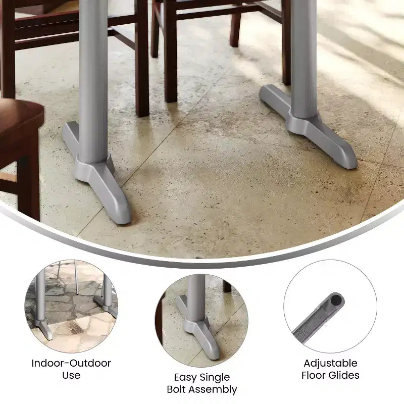 Flash Furniture Base a T per tavolo da ristorante 5'' x 22'' con colonna ad altezza tavolo da 3'' di diametro