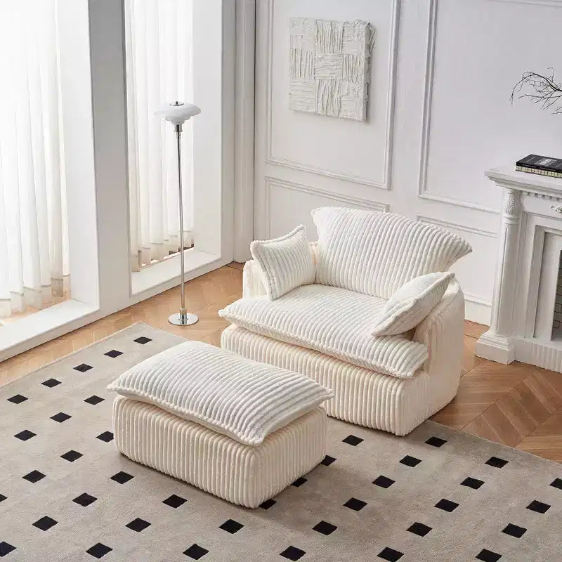 Sedia Divano Comprimibile Convertibile con Ottomana, Poltrona Moderna in Tessuto a Coste per Piccoli Spazi, Soggiorno, Dormitorio o Appartamento