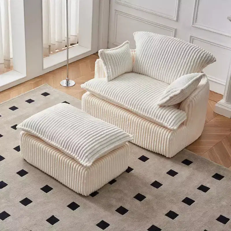 Sedia Divano Comprimibile Convertibile con Ottomana, Poltrona Moderna in Tessuto a Coste per Piccoli Spazi, Soggiorno, Dormitorio o Appartamento