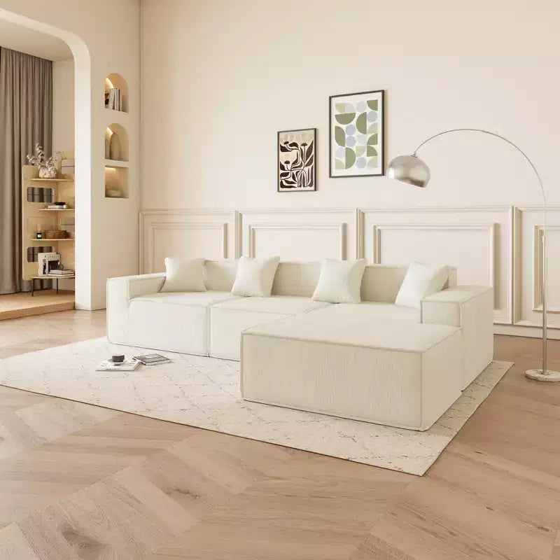 Divano Sezionale Modulare a L con Chaise Reversibile, Cuscini Profondi, Comodo Divano per Soggiorno