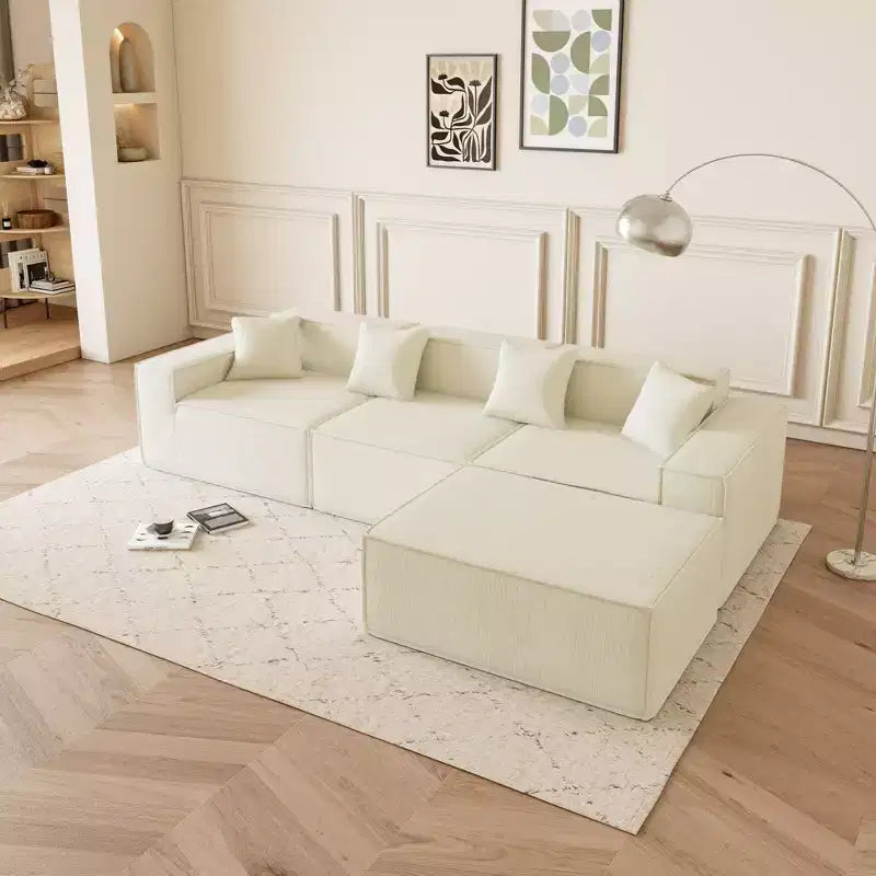 Divano Sezionale Modulare a L con Chaise Reversibile, Cuscini Profondi, Comodo Divano per Soggiorno