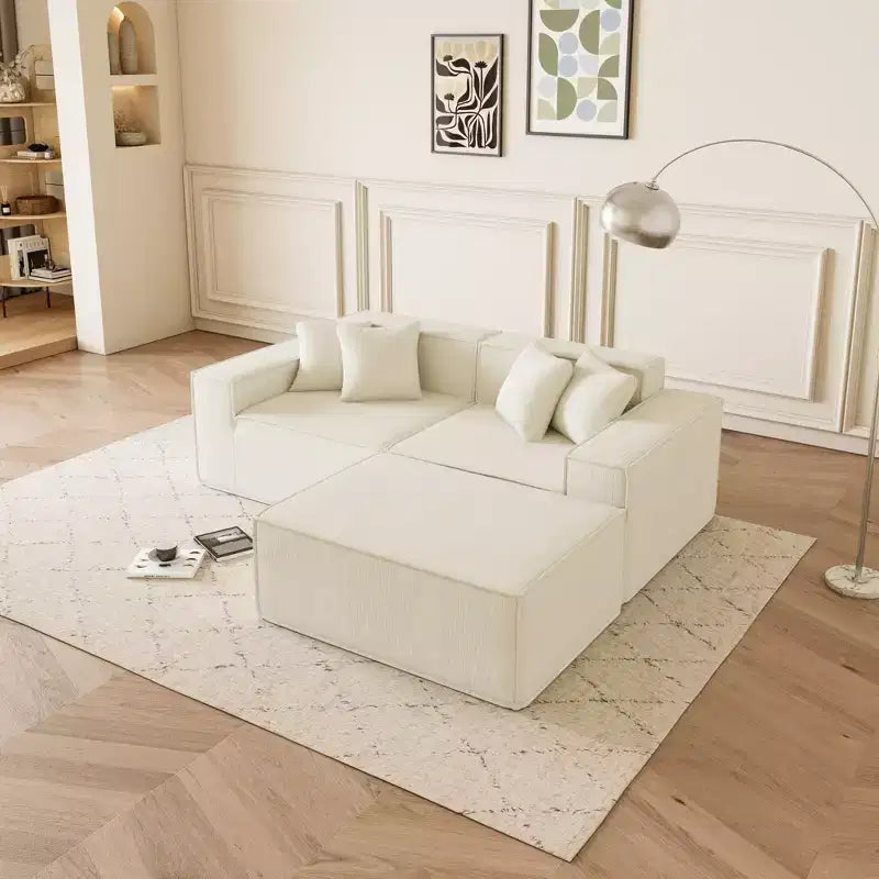 Divano Sezionale Modulare a L con Chaise Reversibile, Cuscini Profondi, Comodo Divano per Soggiorno